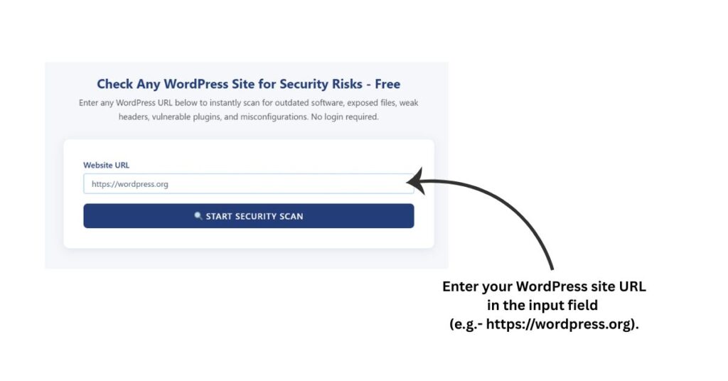 Typing https://wordpress.org into the scanner URL input field